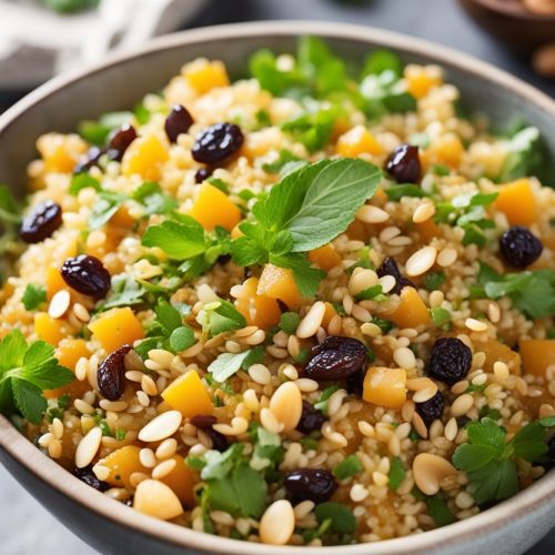 salade de boulgour aux raisins et à la courge