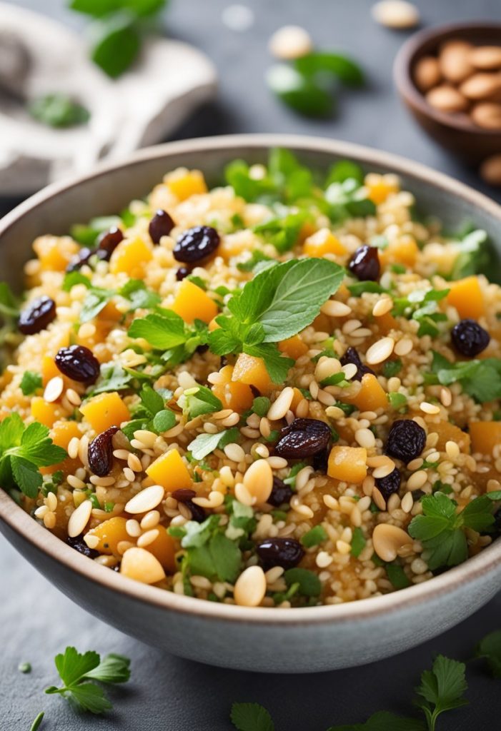 salade de boulgour aux raisins et à la courge