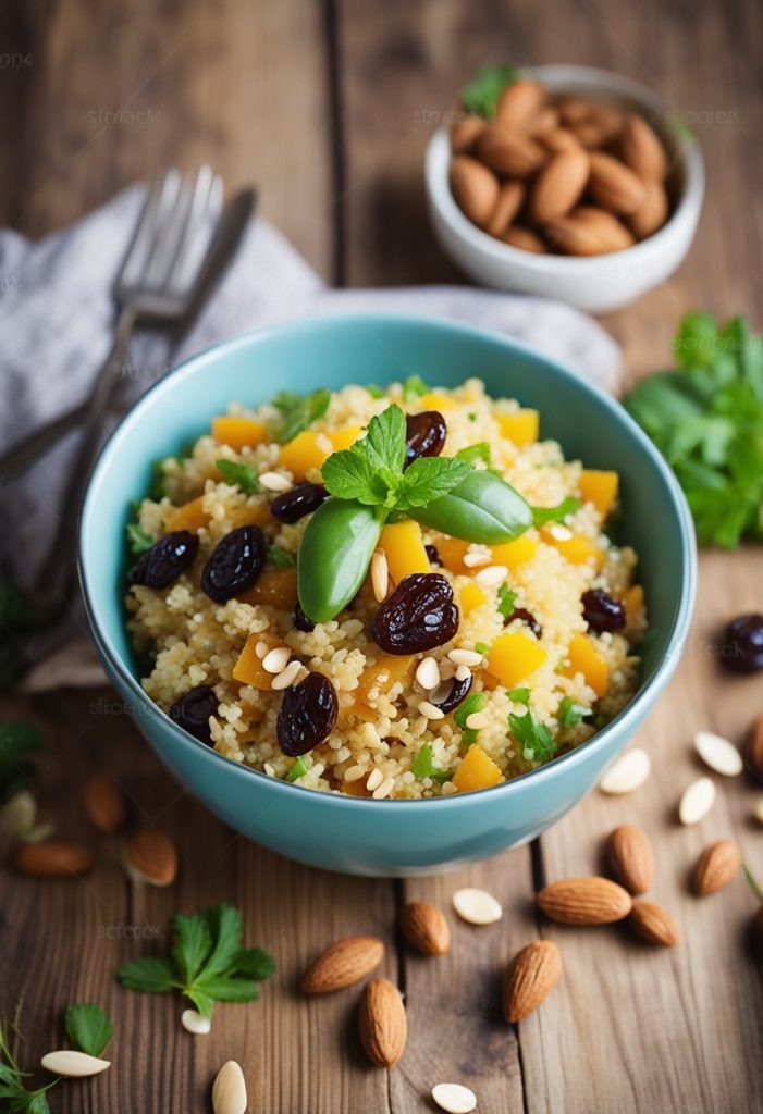 salade de boulgour aux raisins et à la courge