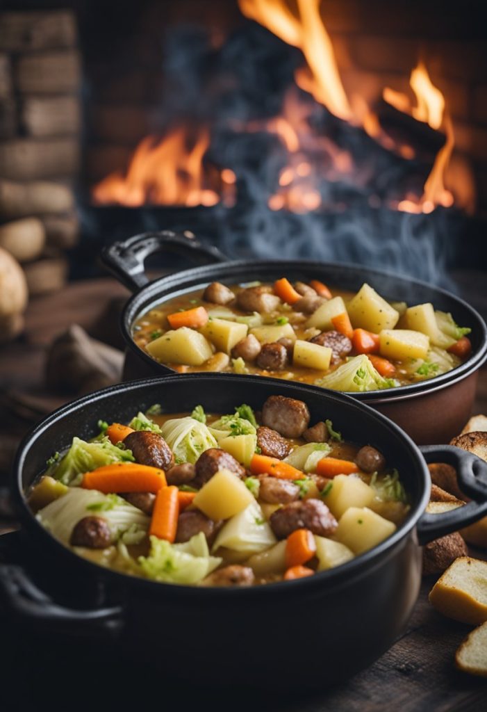 potée au chou et à la saucisse fumée