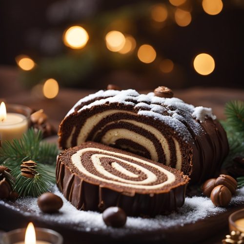 buche de noel au chocolat et à la vanille