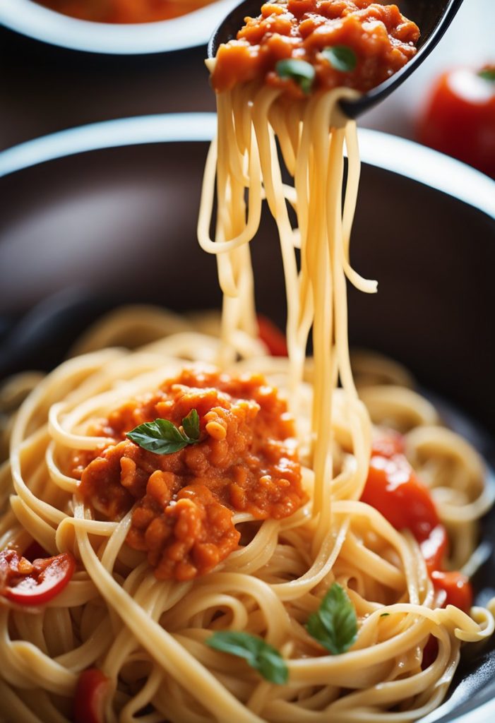 linguine sauce crémeuse au poivron rouge